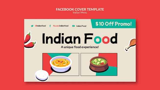 Bezpłatny plik PSD indyjskie jedzenie restauracja i biznesowy szablon okładki mediów społecznościowych