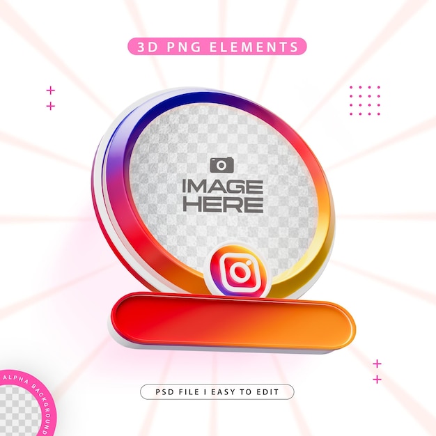 Instagram Podążaj Za Nami Banner Element Icon Isolated 3d Render