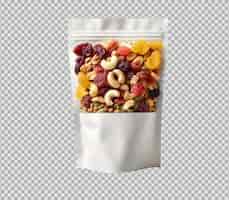 Bezpłatny plik PSD izolowane biała pusta glansowana torebka z mieszanką fruit amp nut