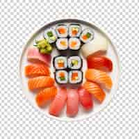Bezpłatny plik PSD japońskie sushi i bułeczki z świeżych ryb i ryżu na przezroczystym tle