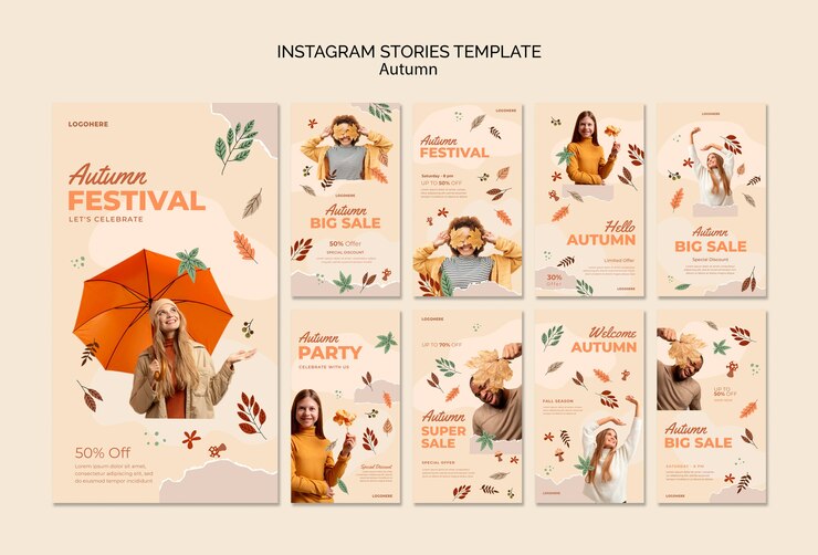 Bezpłatny plik PSD jesienne historie na instagramie