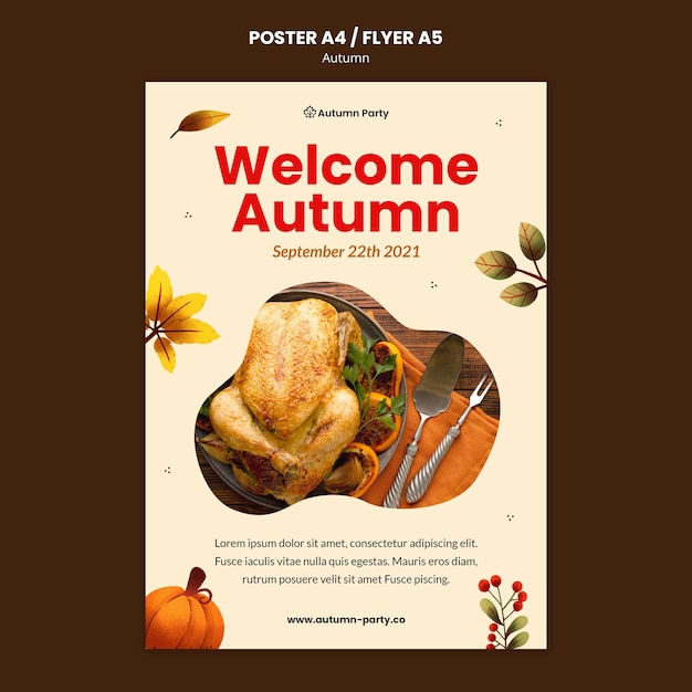 Bezpłatny plik PSD jesienny szablon wydruku ze zdjęciem