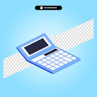 Kalkulator 3d render ilustracja na białym tle
