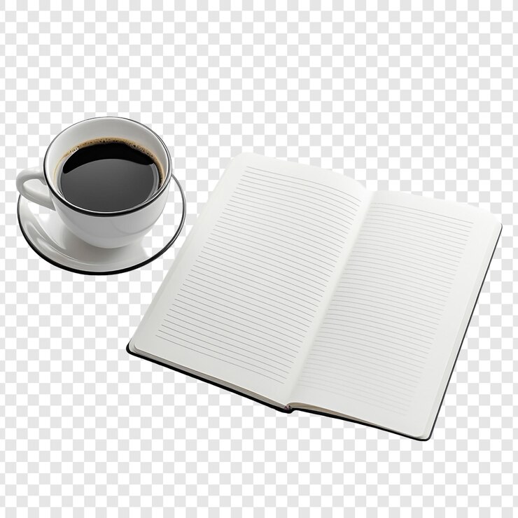 Bezpłatny plik PSD kawa i notatnik chwila inspiracji