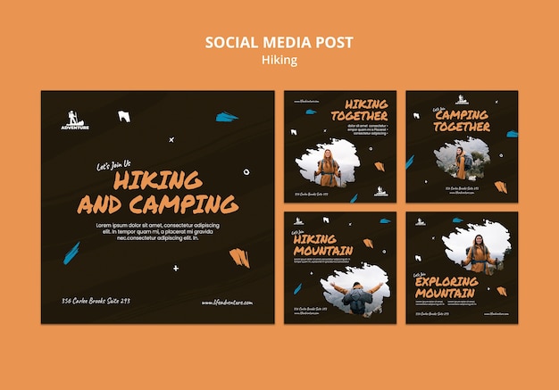 Bezpłatny plik PSD kemping i turystyka szablon postów w mediach społecznościowych