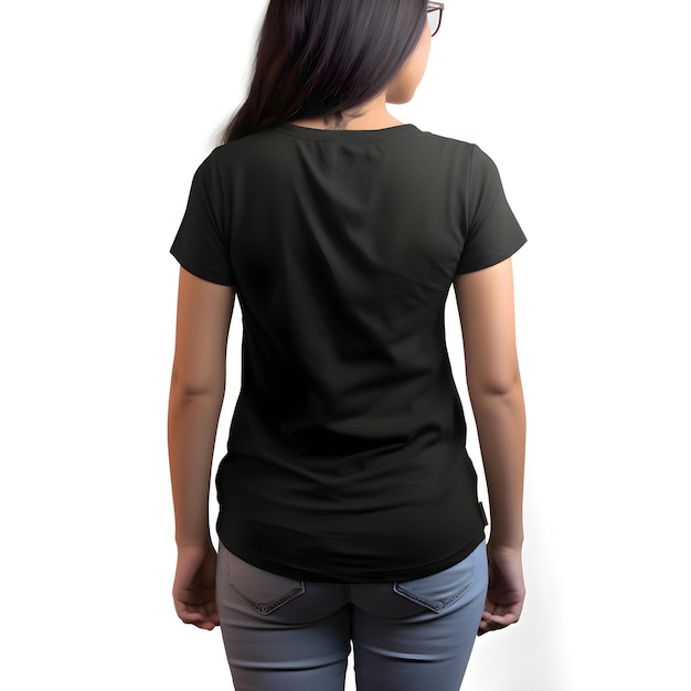 Bezpłatny plik PSD kobiety noszące czarne koszulki izolowane na białym tle z ścieżką wycinania