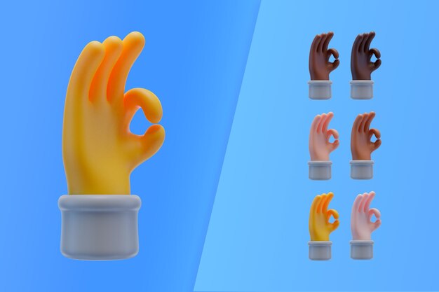 Kolekcja 3D z rąk co znak ok