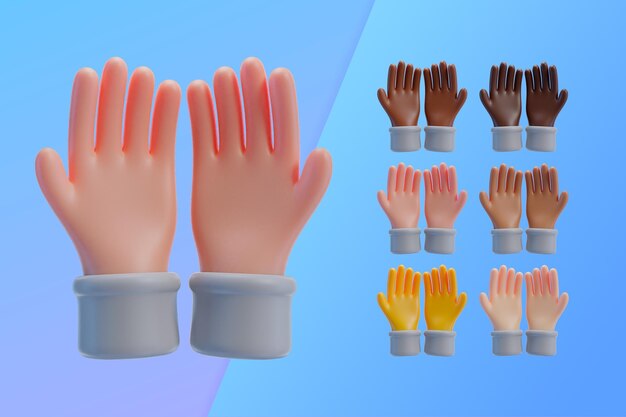 Kolekcja 3D z rąk pokazujących dłonie razem