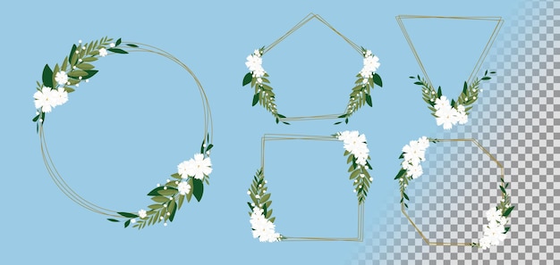 Bezpłatny plik PSD kolekcja eleganckich obrączek ślubnych z kwiatami na przezroczystym tle