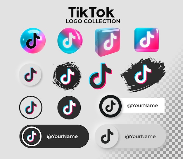 Kolekcja Ikon Z Logo Tiktok Na Przezroczystym Tle