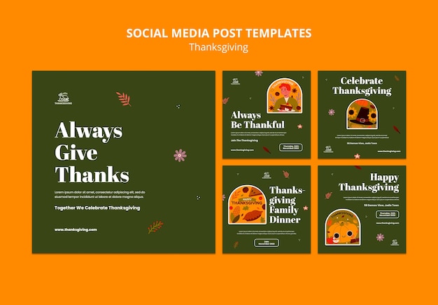 Kolekcja Postów Na Instagram Z Okazji święta Dziękczynienia
