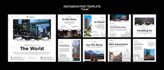 Kolekcja postów na Instagramie dla podróży po mieście
