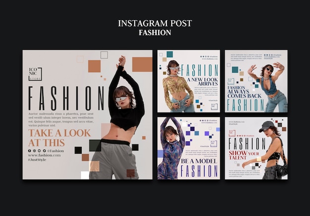 Bezpłatny plik PSD kolekcja postów na instagramie dla sklepu z modą