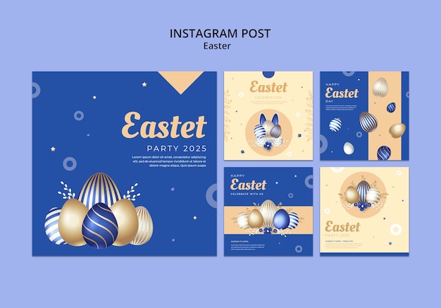 Kolekcja postów na Instagramie na obchody wielkanocne