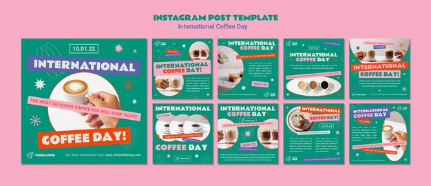 Kolekcja Postów Na Instagramie Z Okazji Międzynarodowego Dnia Kawy