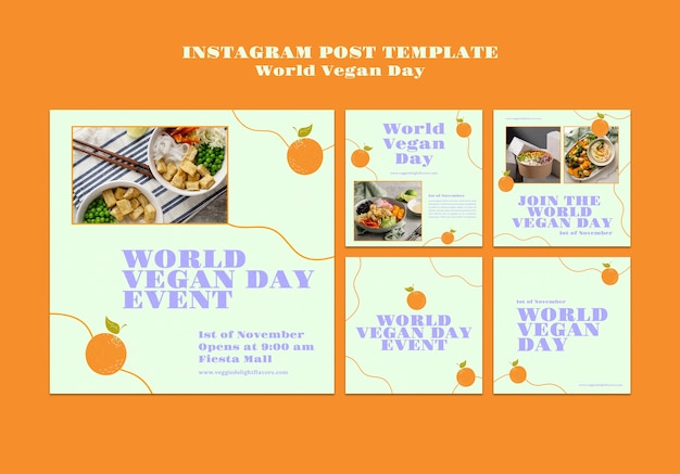 Kolekcja postów na instagramie z okazji Światowego Dnia Wegan