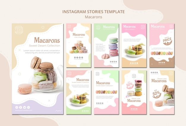 Bezpłatny plik PSD kolorowe francuskie macarons instagram historie