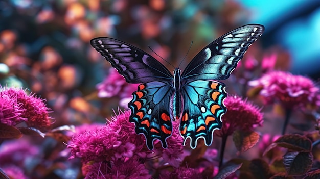 Bezpłatny plik PSD kolorowy motyl na kwiatowej sztucznej inteligencji