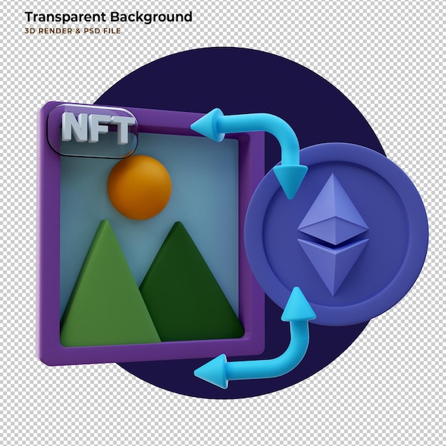 Koncepcja Kolekcji Sztuki Kryptograficznej 3d Render Ethereum Nft