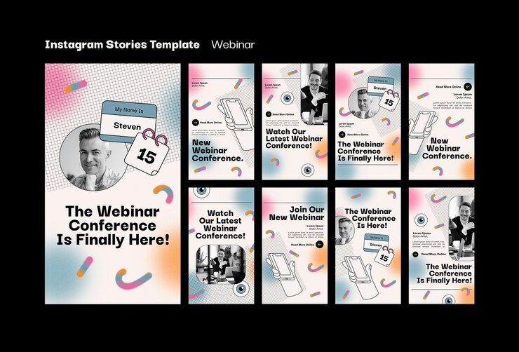 Bezpłatny plik PSD konferencja webinaru instagram stories