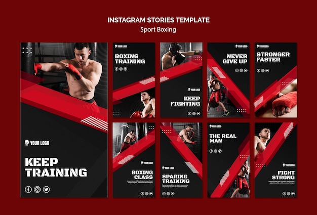 Bezpłatny plik PSD kontynuuj treningi boksu na instagramie