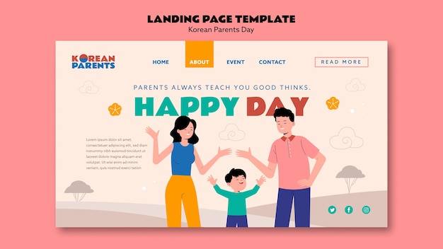 Bezpłatny plik PSD koreański projekt szablonu dnia rodziców