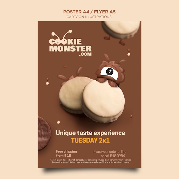 Kreskówka Ilustracje Ulotki Potwora Cookie