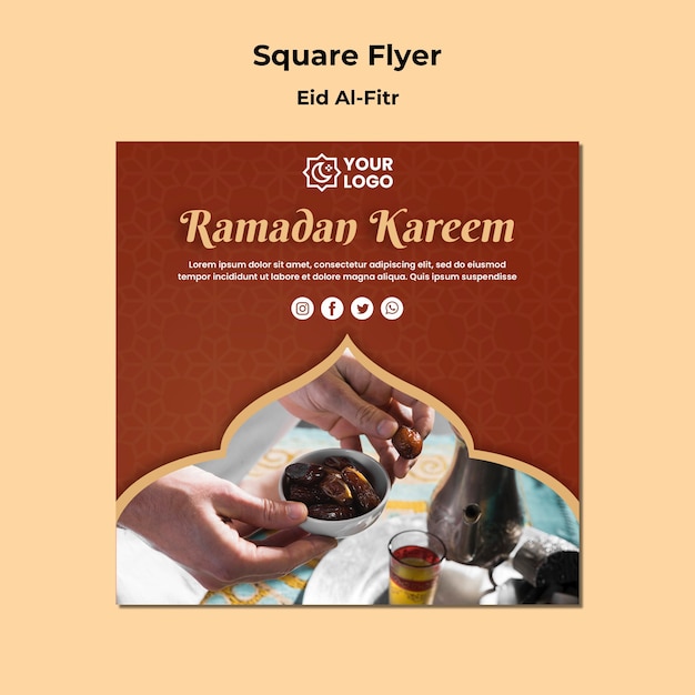 Kwadratowa Ulotka Dla Ramadhan Kareem