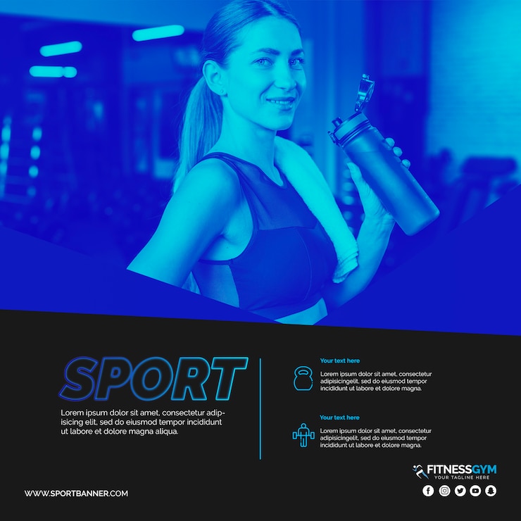 Bezpłatny plik PSD kwadratowy post szablon z koncepcją fitness