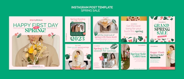 Bezpłatny plik PSD kwiatowy wiosenny szablon postów na instagramie
