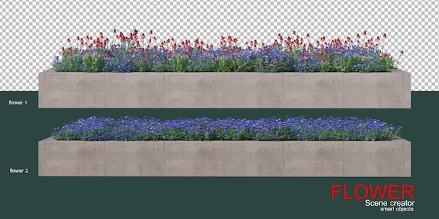 Kwiaty w kwadratowej cementowej doniczce