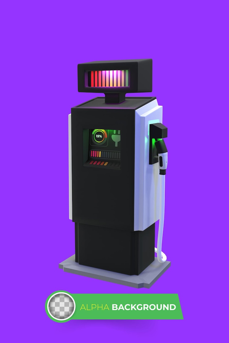 Bezpłatny plik PSD ładowarka do pojazdów elektrycznych. ilustracja 3d