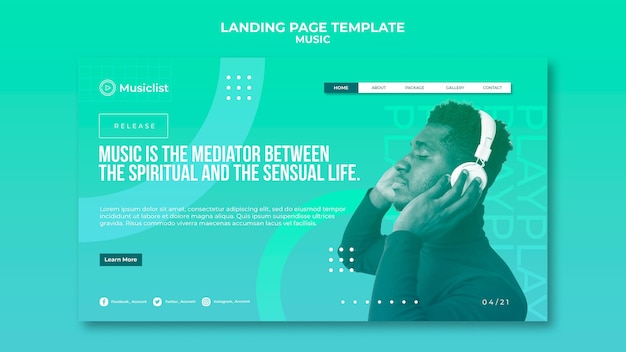 Bezpłatny plik PSD landing page dla melomanów