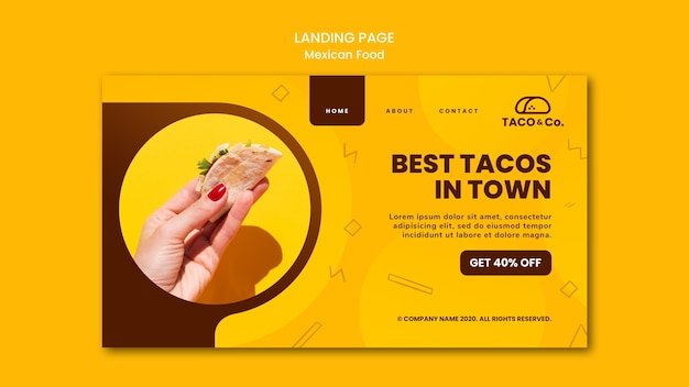 Bezpłatny plik PSD landing page dla restauracji meksykańskiej