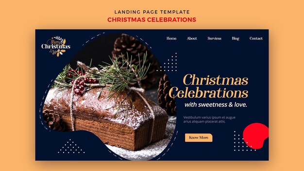 Bezpłatny plik PSD landing page dla tradycyjnych świątecznych deserów