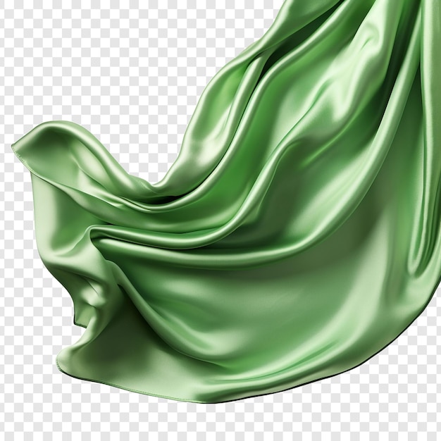 Bezpłatny plik PSD latająca zielona jedwabna tkanina izolowana na przezroczystym tle