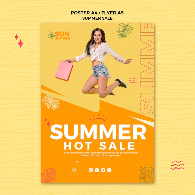 Bezpłatny plik PSD lato plakat szablon sprzedaży