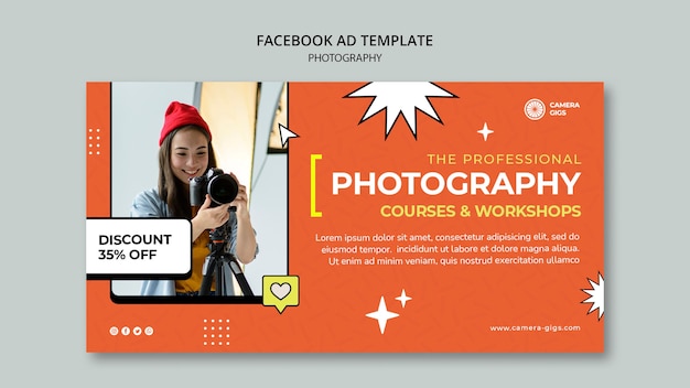 Bezpłatny plik PSD lekcje fotografii warsztaty szablon promocji mediów społecznościowych