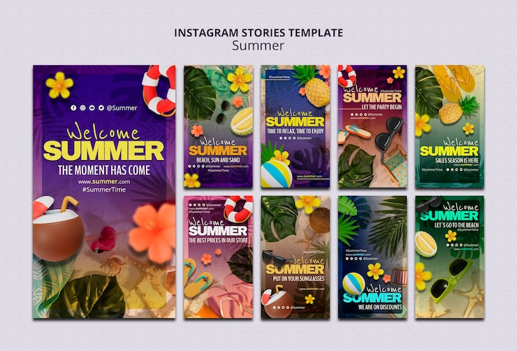 Bezpłatny plik PSD letnie historie na instagramie