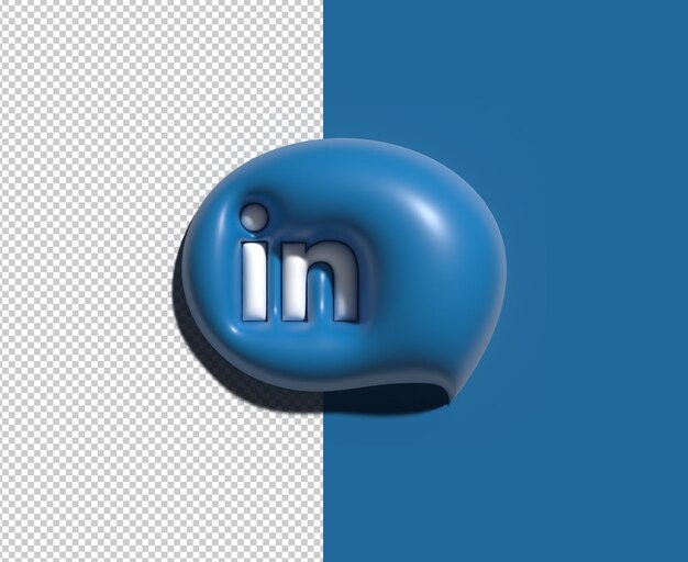 Linkedin Social media Logo 3D przezroczysty plik Psd