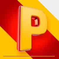 Bezpłatny plik PSD litera p z czerwonym i żółtym tłem.