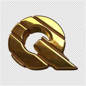 Litery wykonane ze sztabek złota. 3d litera q