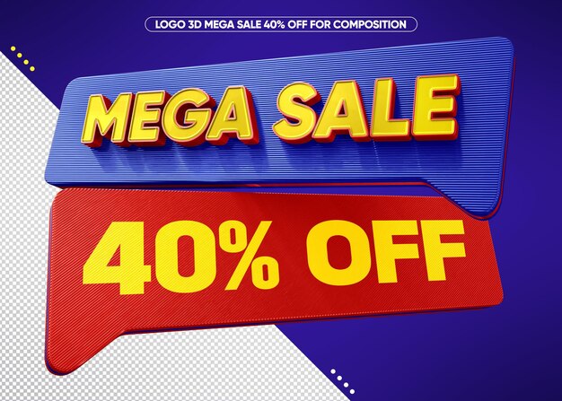Logo 3d mega wyprzedaż 40 zniżki na promocję