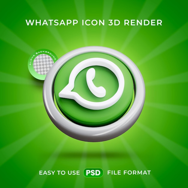Bezpłatny plik PSD logo whatsapp icon izolowane ilustracje renderowania 3d