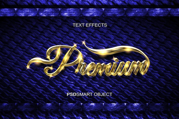 Bezpłatny plik PSD luksusowa, złota makieta w stylu tekstu 3d premium