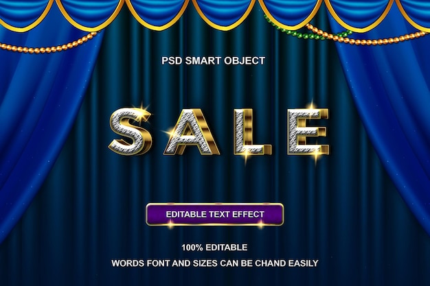 Bezpłatny plik PSD luksusowy edytowalny efekt tekstowy sprzedaż złoty styl tekstu 3d