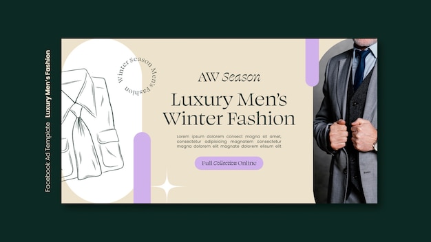 Bezpłatny plik PSD luksusowy szablon na facebooku mody męskiej