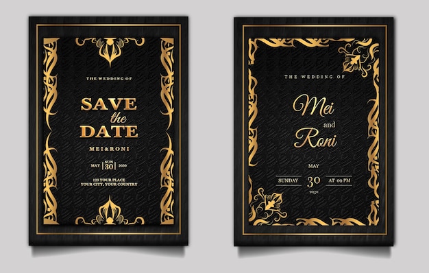 Bezpłatny plik PSD luksusowy zestaw projekt karty zaproszenie na ślub