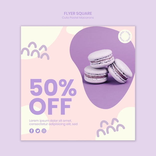 Macarons Szablon Ulotki Zniżki Kwadratowych