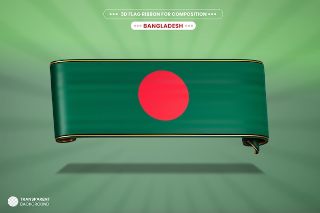 Bezpłatny plik PSD macha flagą transparentu wstążki bangladeszu